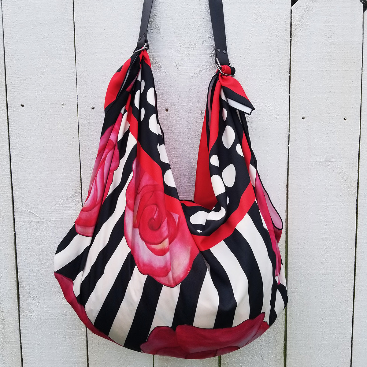 Origami Tote Bag Dots and Stripes Red